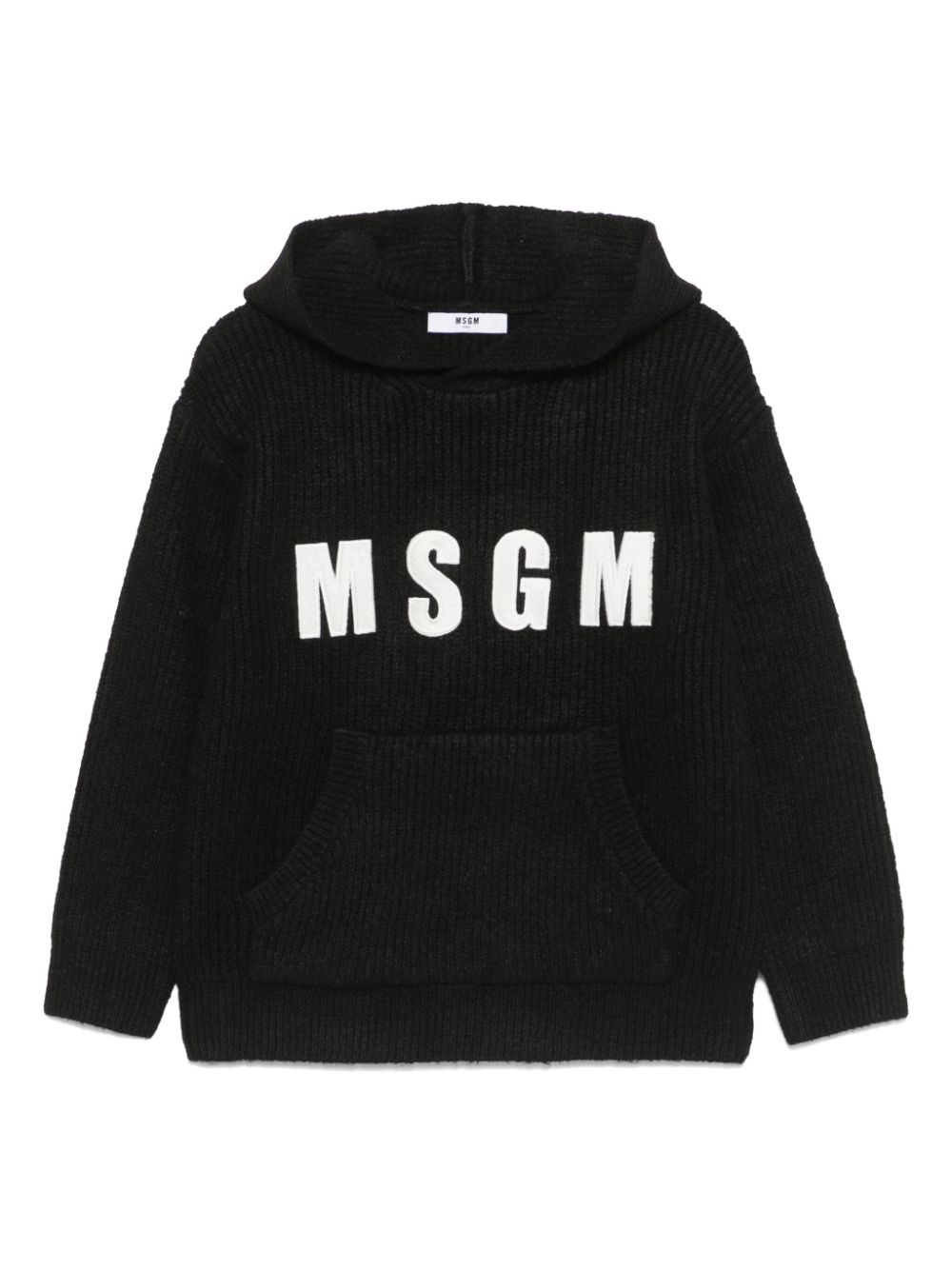 MSGM Kids Hoodie met geborduurd logo Zwart