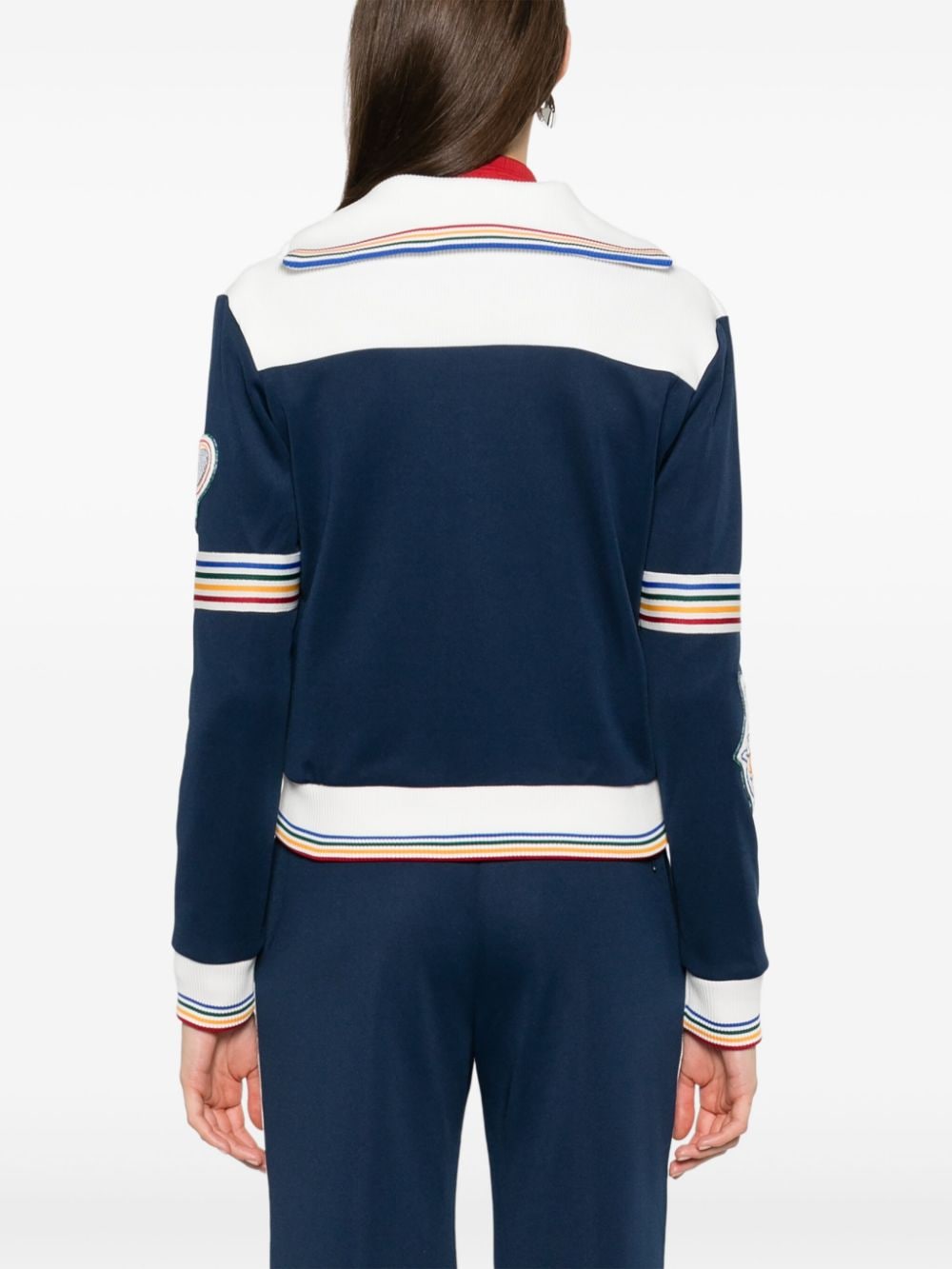 Shop Casablanca Striped-trim Jacket In Blue