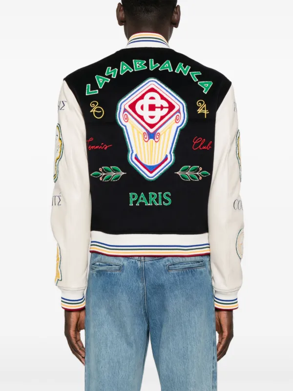 Casablanca chenille-patchwork Bomber Jacket | Blue | FARFETCH Casablanca chenille-patchwork Bomber Jacket | Blue | FARFETCH