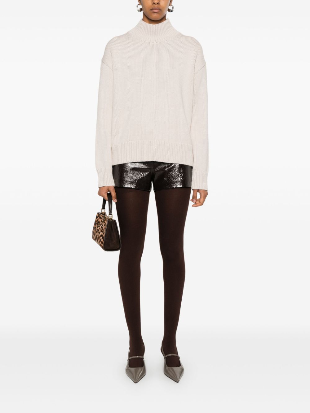 Shop Calvin Klein High-neck Sweater In Neutrals