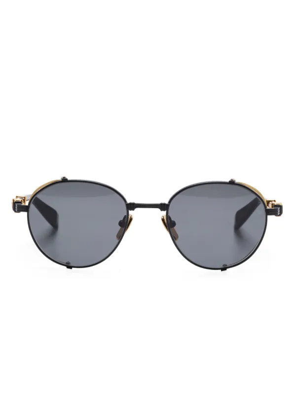 Balmain Black Gold Round Aviator factory Sunglasses