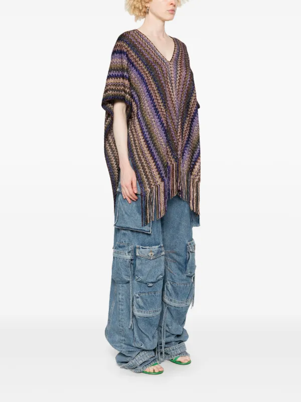 Missoni signature-zigzag-woven Poncho | Brown | FARFETCH