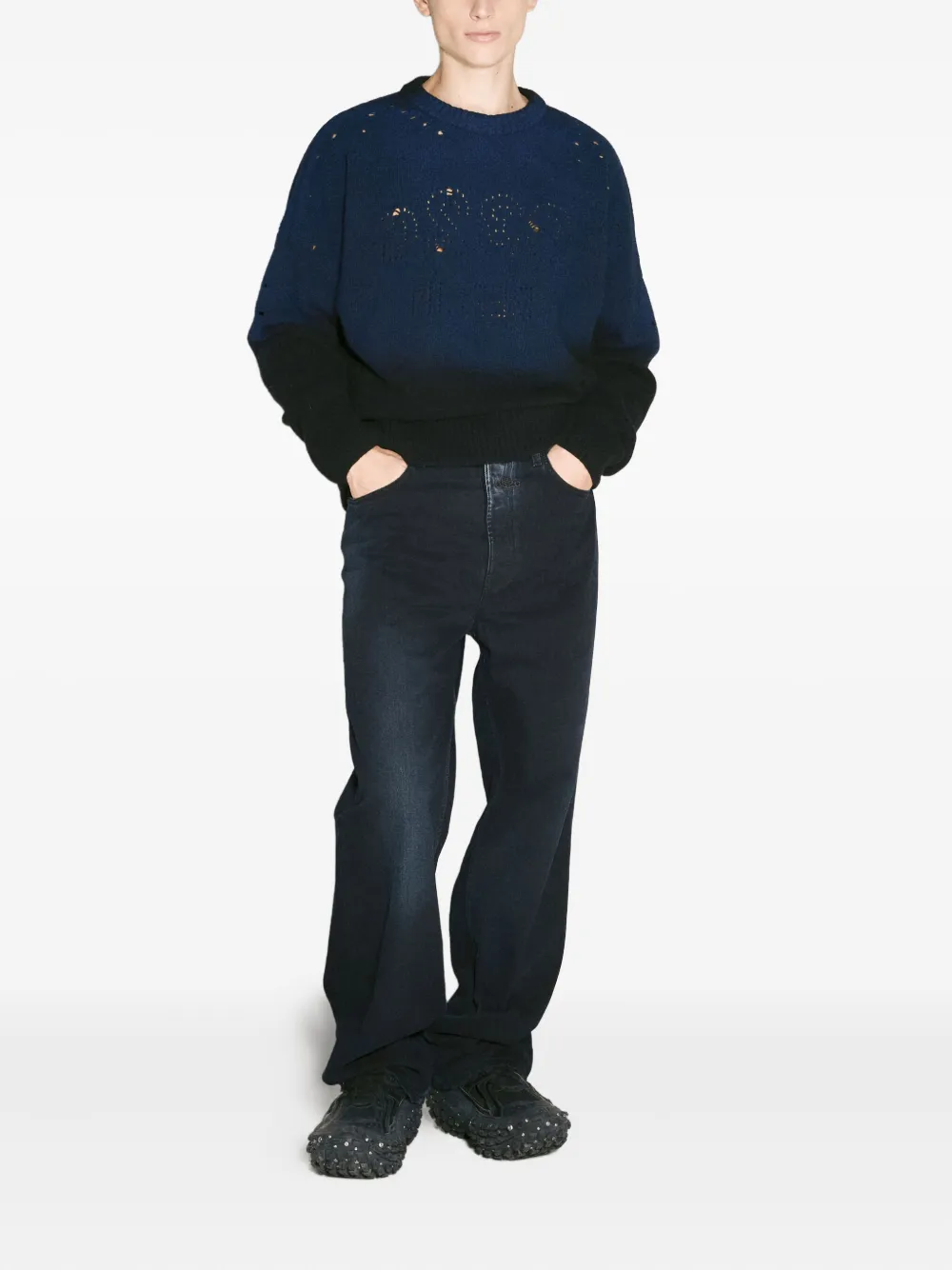 032c logo-patch jeans Blauw