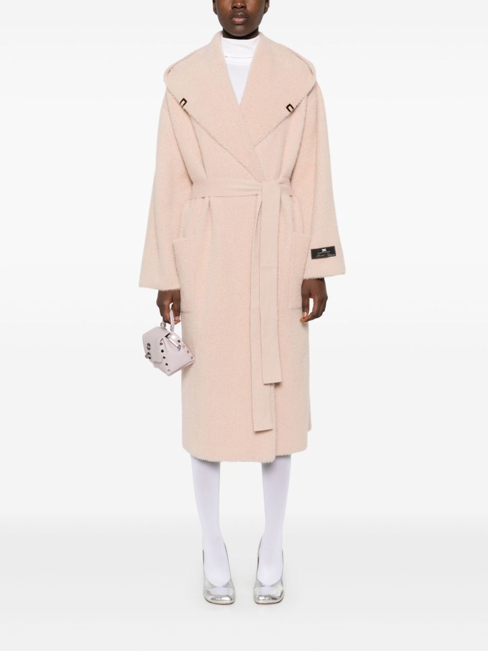 Elisabetta Franchi knitted wrap coat - Roze