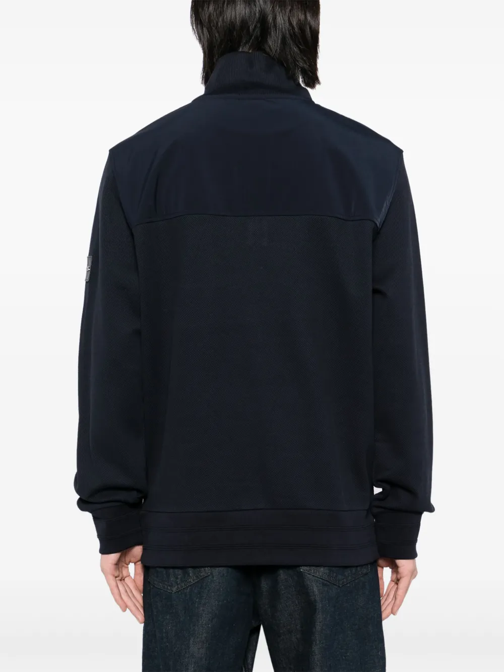 BOSS Sweater met halve rits Blauw