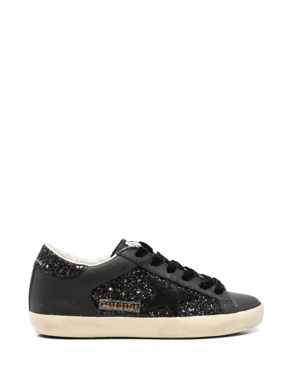 Golden Goose Super-Star sneakers van zwarte glitter met zwarte suède ster en leren details