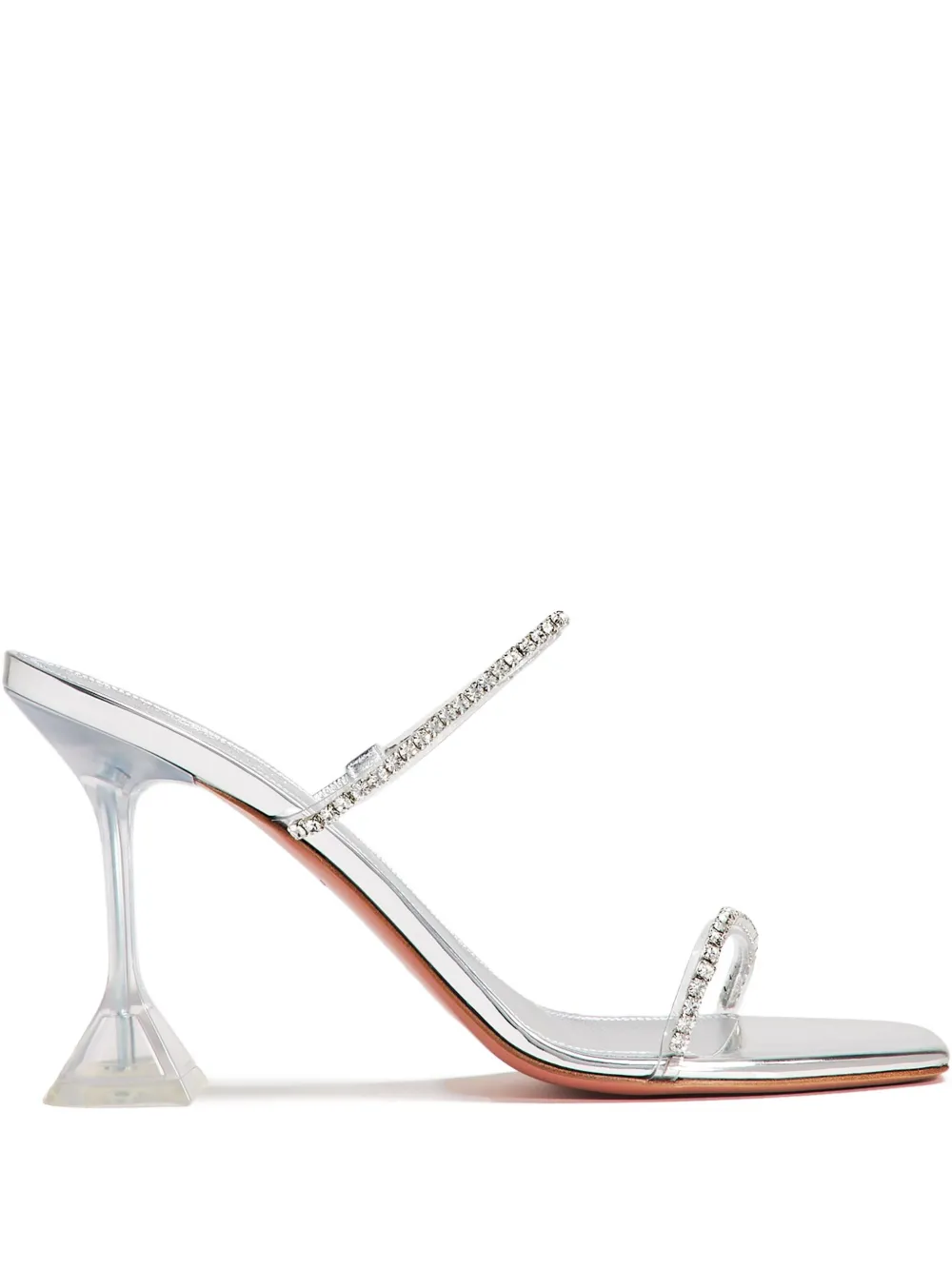 Amina Muaddi 95 mm Gilda sandalen met hak Zilver