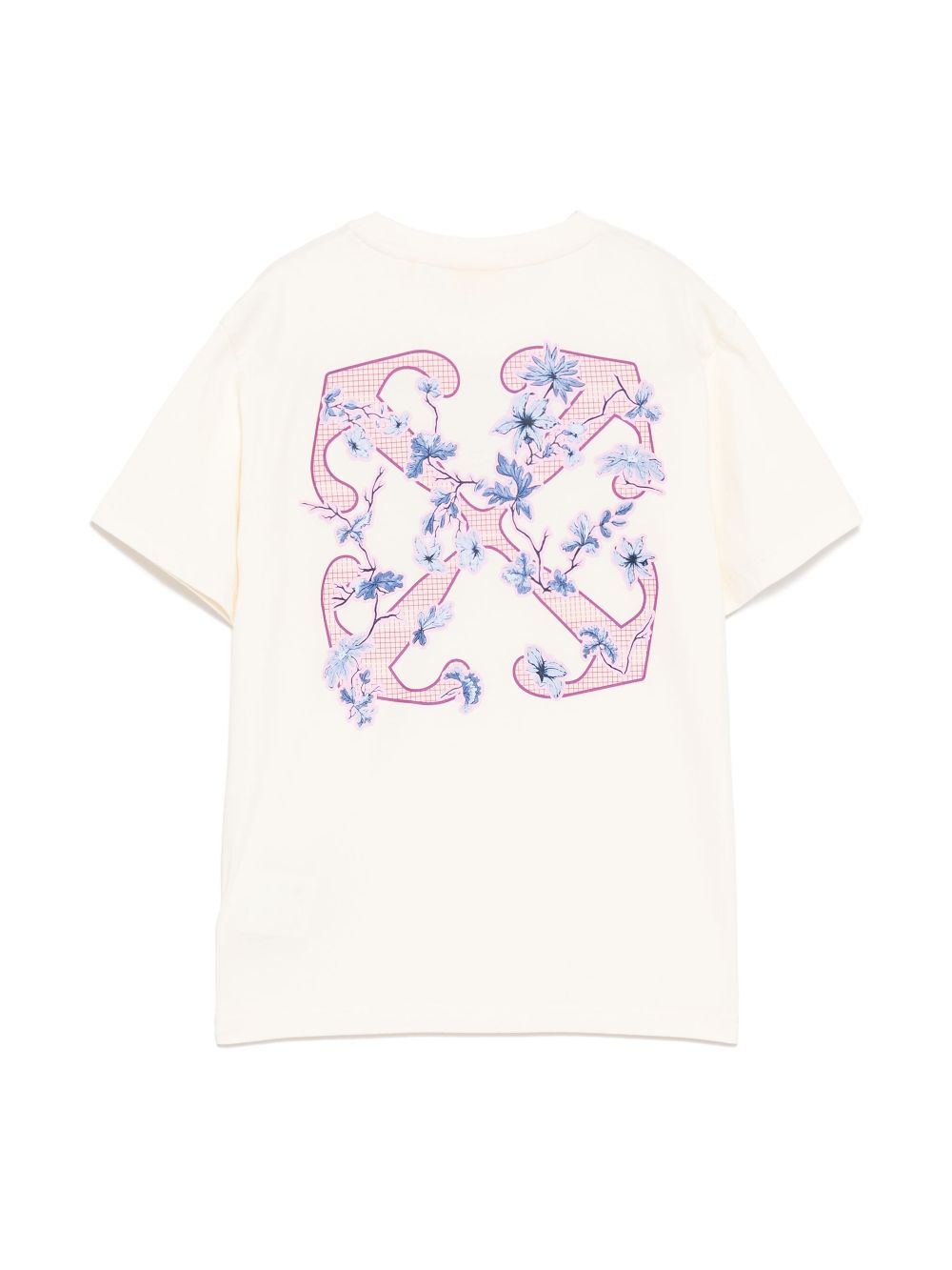 Off-White Kids T-shirt met bloemen logo - Beige