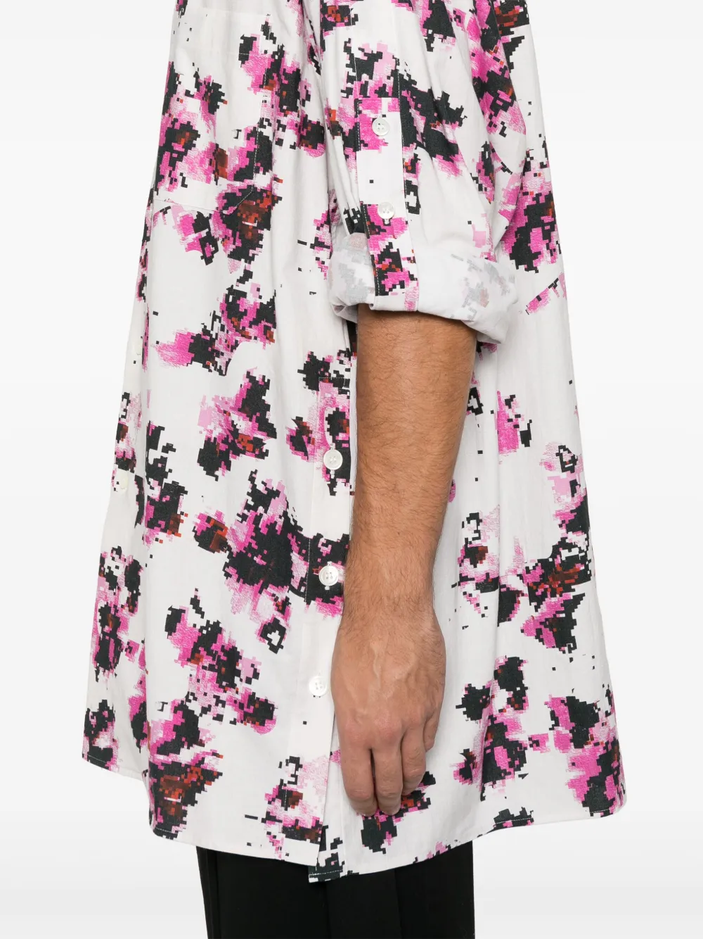 Yohji Yamamoto Khadi Flower overhemd Wit