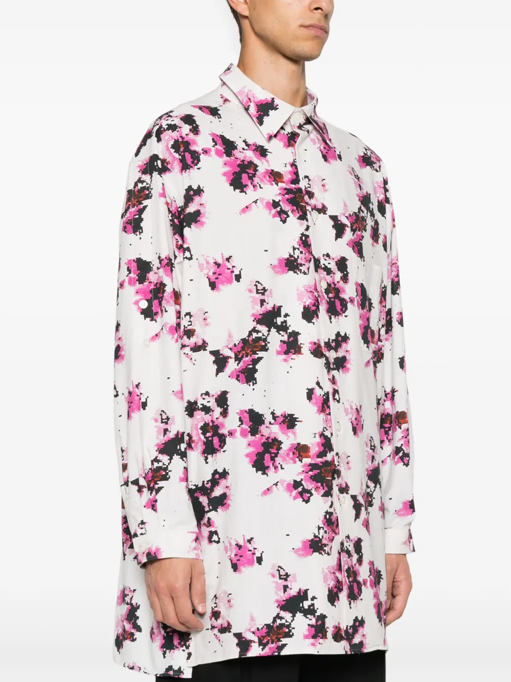 Yohji Yamamoto Khadi Flower overhemd Wit