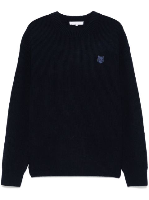 Maison Kitsune Bold Fox Head-patch ribbed sweater Men