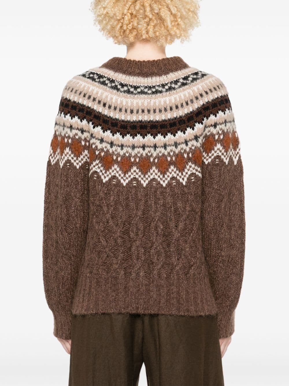 Shop Moncler Patterned-jacquard Sweater In Brown