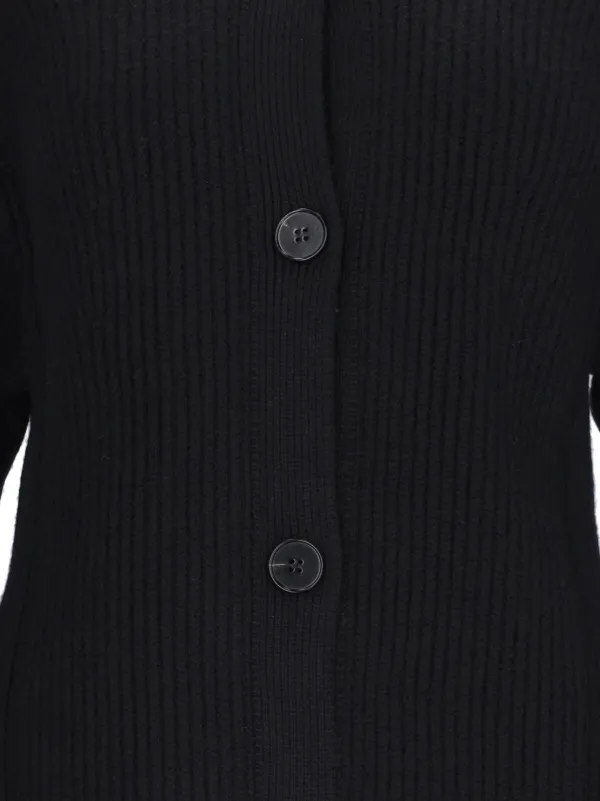 JIL SANDER ブラック カーディガン 中古・古着通販】JIL SANDER (ジルサンダー) リブ編みニット