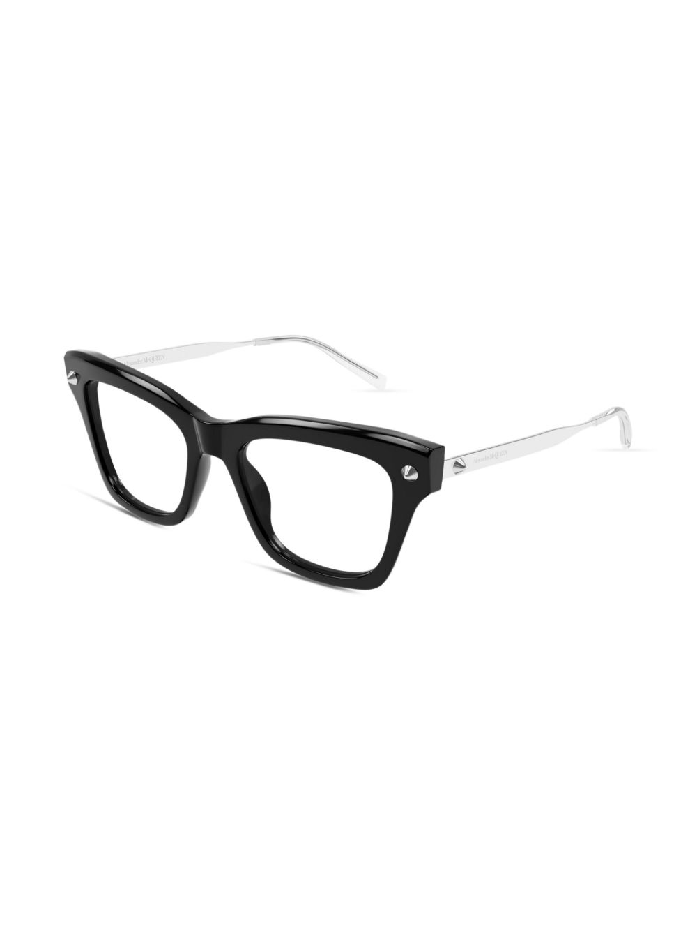 Alexander McQueen Eyewear Bril met vierkant montuur - BLACK-SILVER-TRANSPARENT