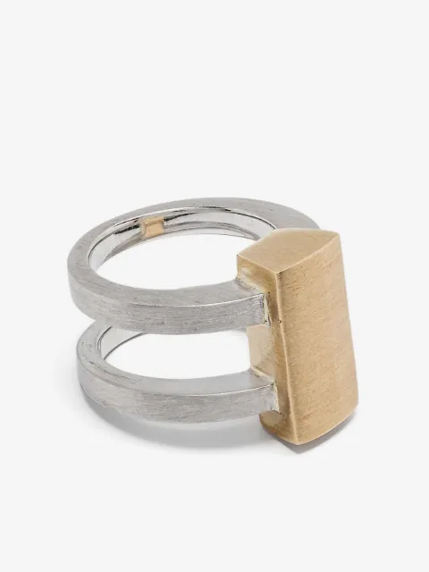 Tom Wood 9CT yellow gold and recycled silver Vault Shield ring