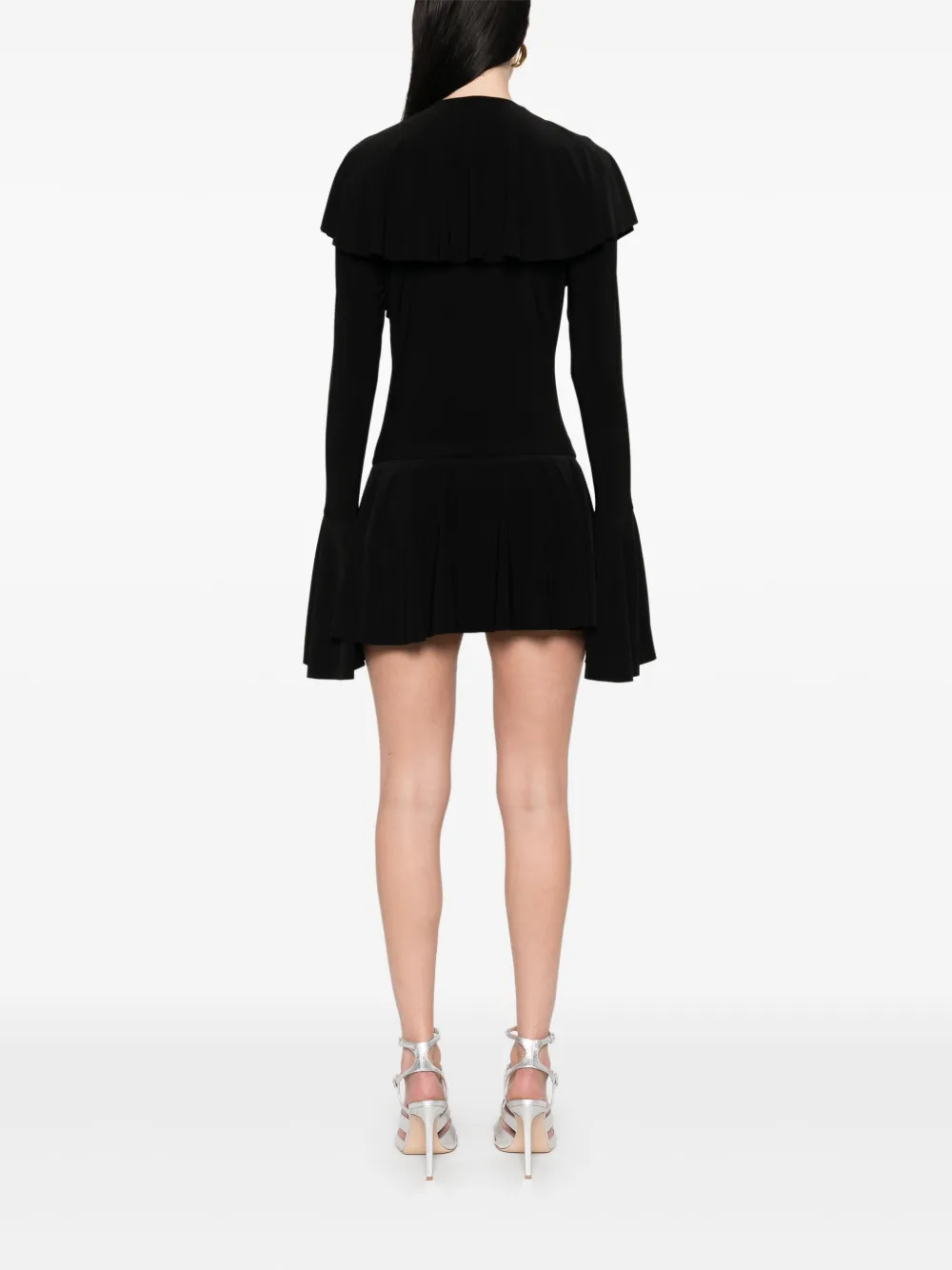 Norma Kamali Ruffled Jersey Mini Dress In Black