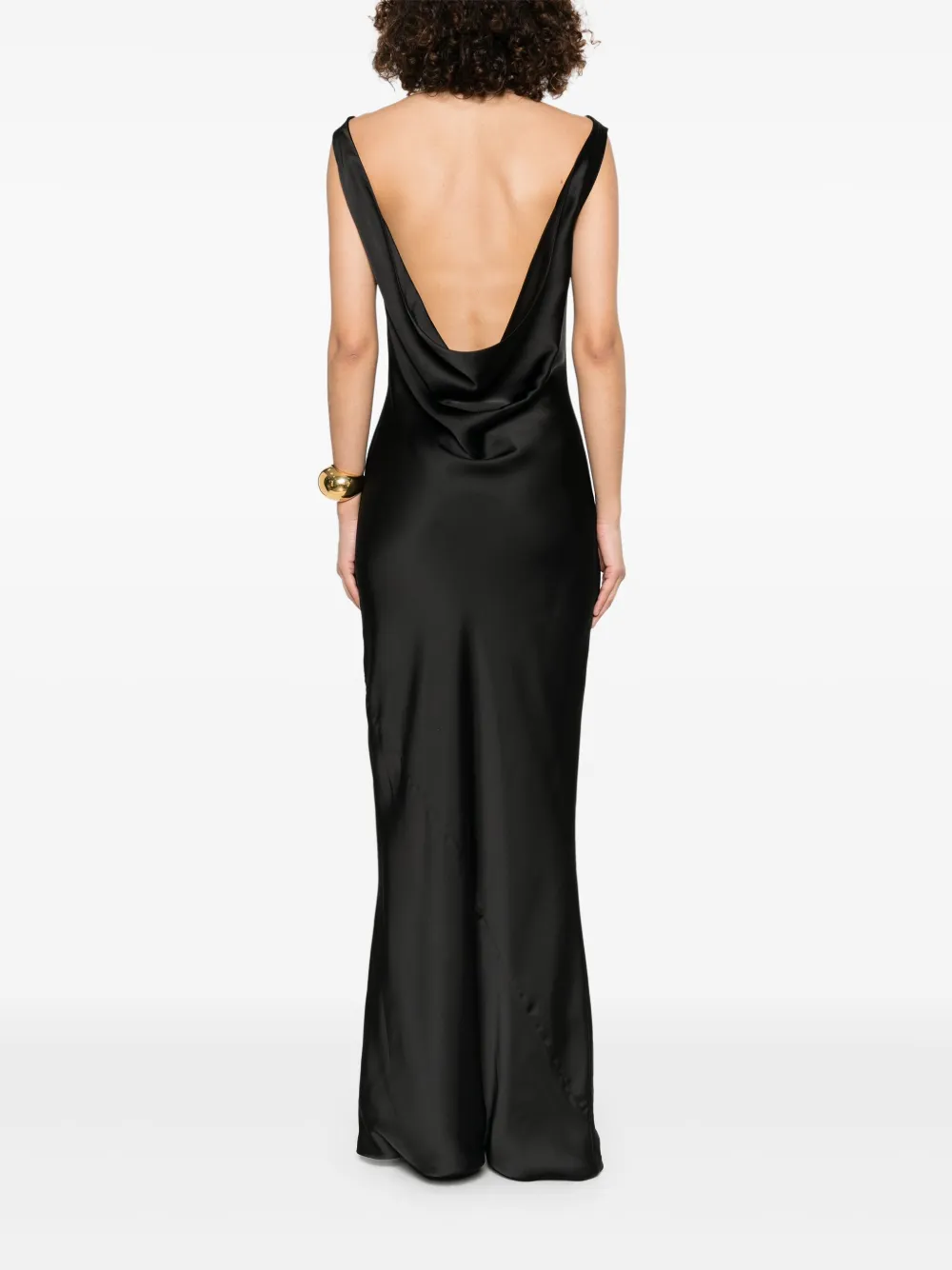 Norma Kamali Cowl-neck Satin Gown In Black