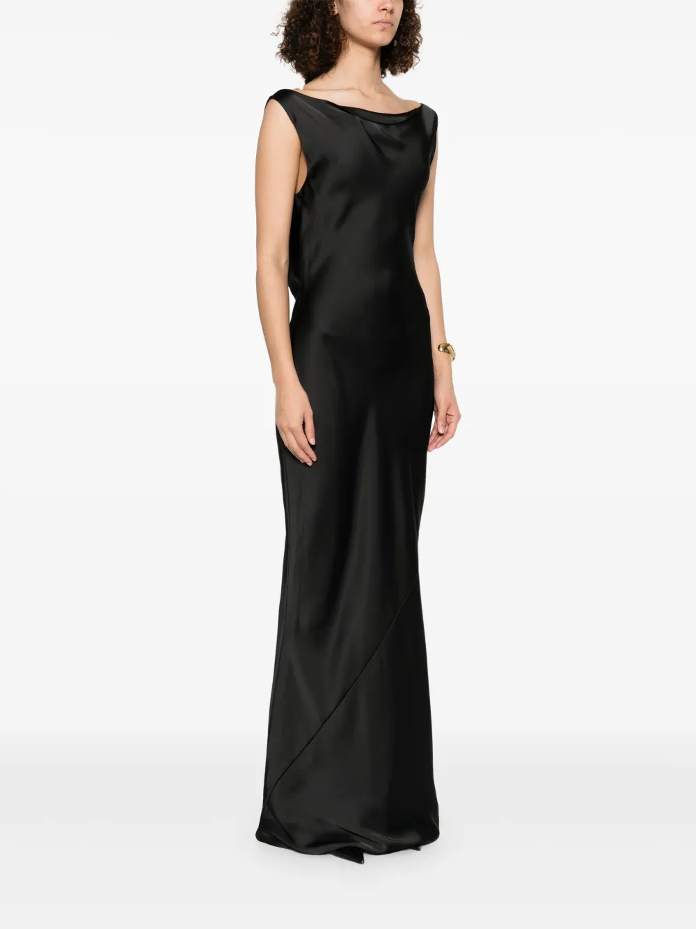Norma Kamali Cowl-neck Satin Gown In Black