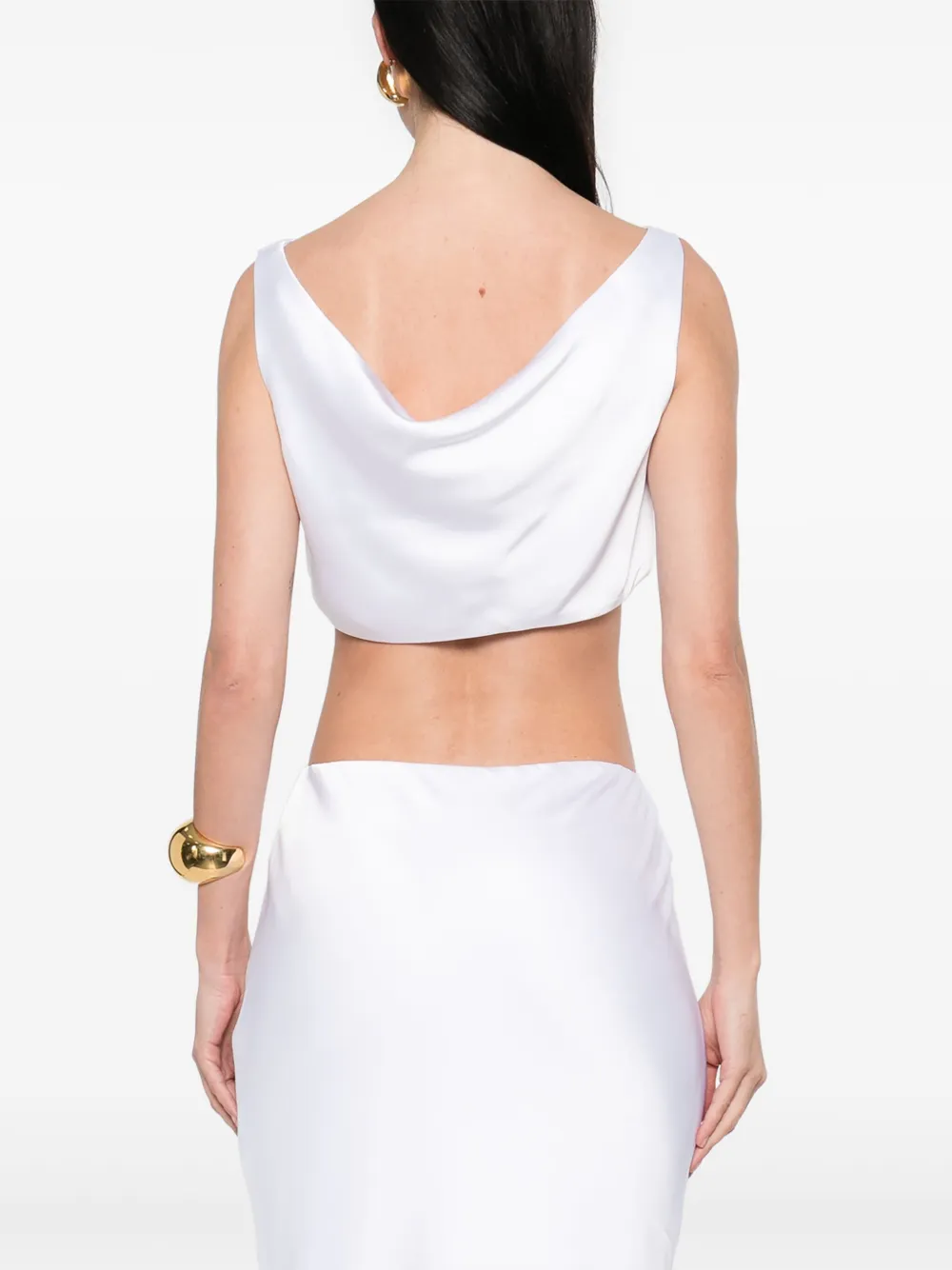Shop Norma Kamali Maria Cropped Top In White