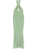 Norma Kamali cross-halter fishtail gown - Green