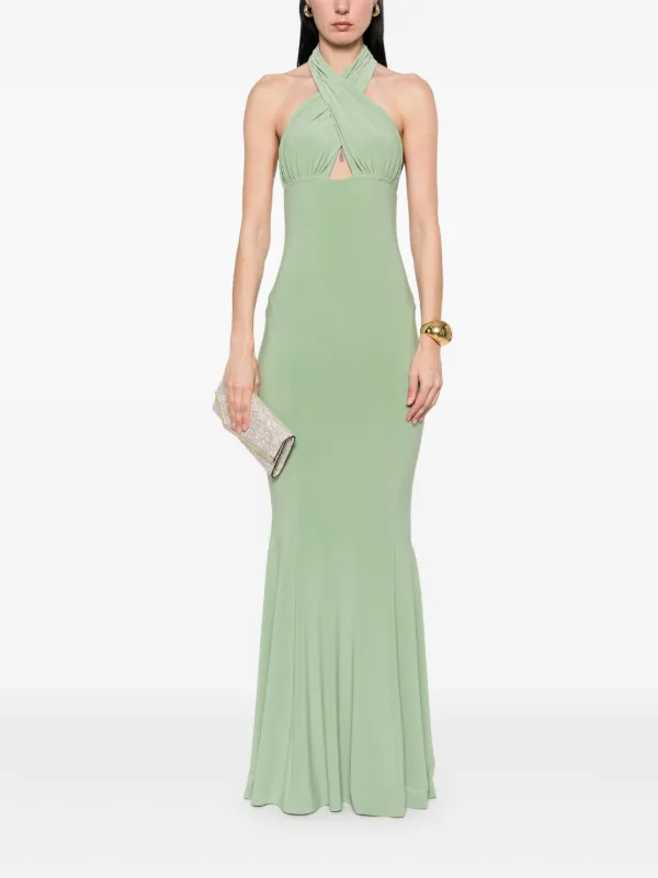 Norma Kamali cross-halter Fishtail Gown | Green | FARFETCH