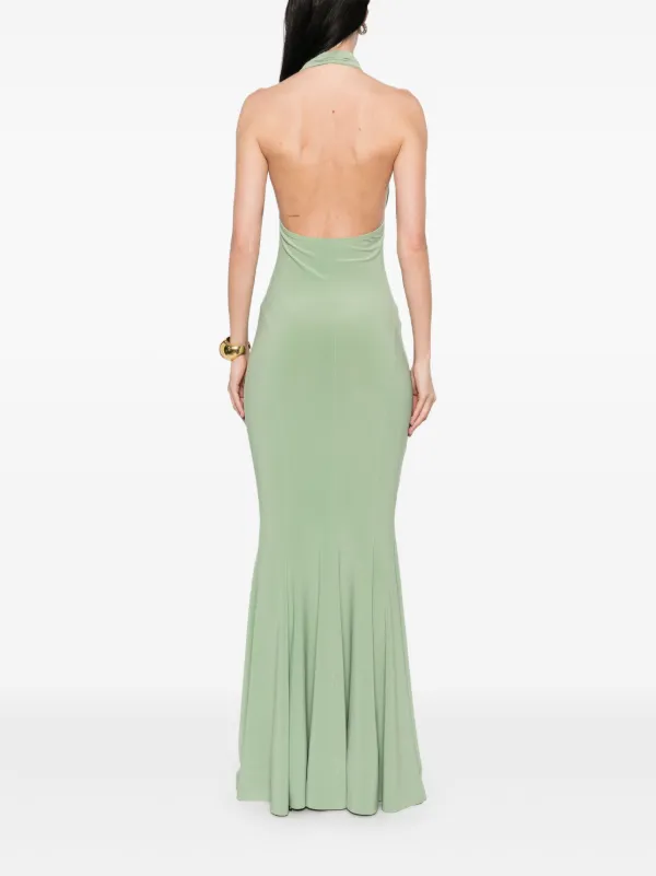パーティードレス Norma Kamali Cross Halter Fishtail Gown CROSS HALTER FISHTAIL GOWN – Vintage Green – Norma Kamali