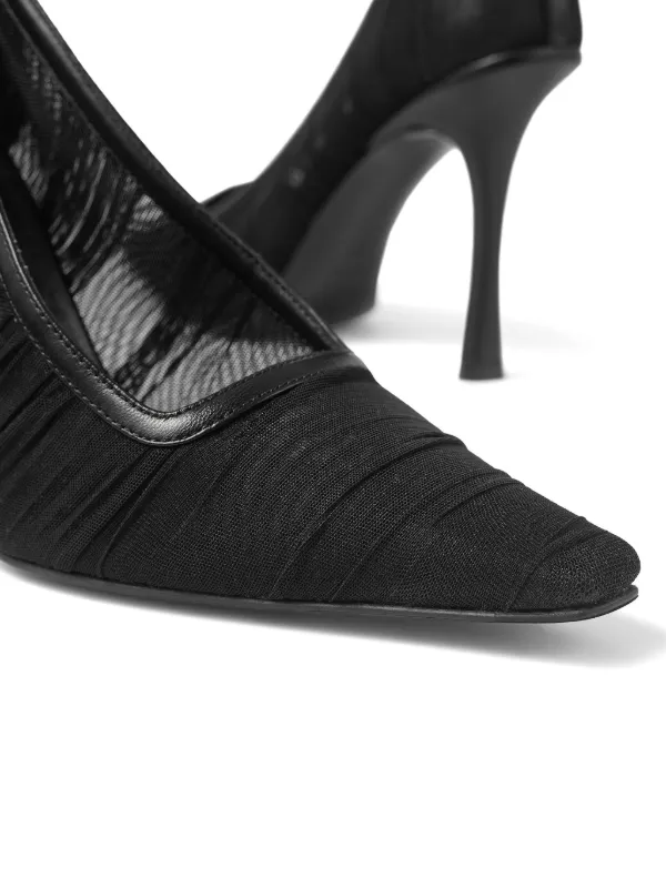 ◆正規品・新品◆Jimmy Choo(ジミーチュウ) Lotta 100 Pumps Lotta 100 | Black Tulle and Nappa Pumps| JIMMY CHOO