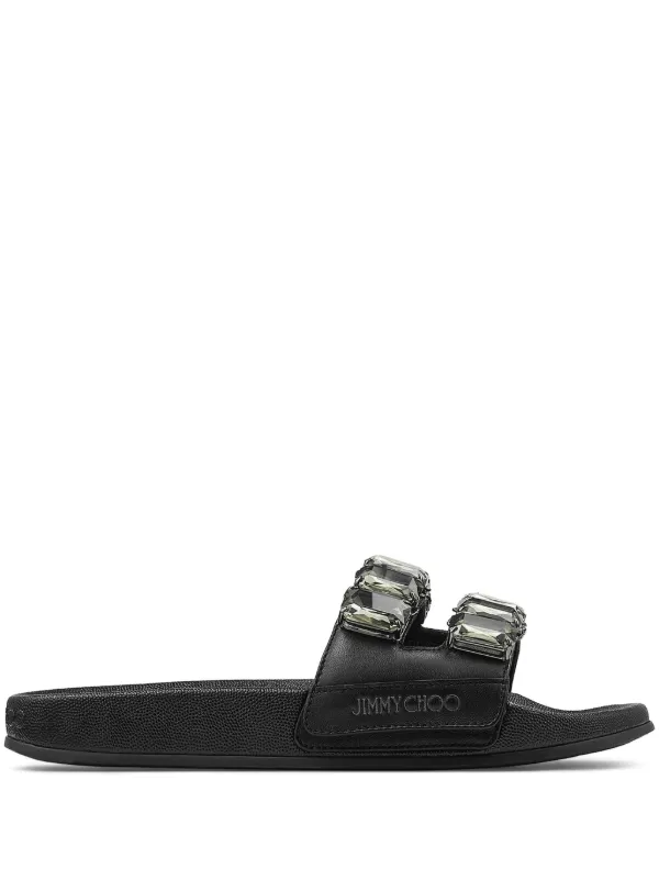 ◆正規品・新品◆Jimmy Choo Fitz Black Jimmy Choo Fitz Slides | Black | FARFETCH