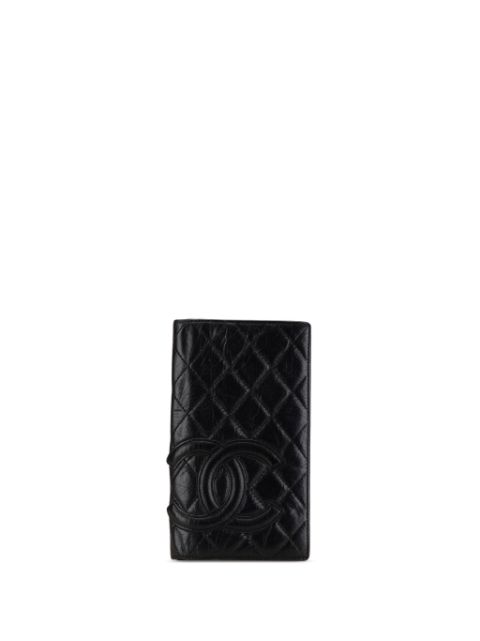 CHANEL 2006-2008 Quilted Aged Calfskin Cambon Ligne Bifold Wallet long wallets Women