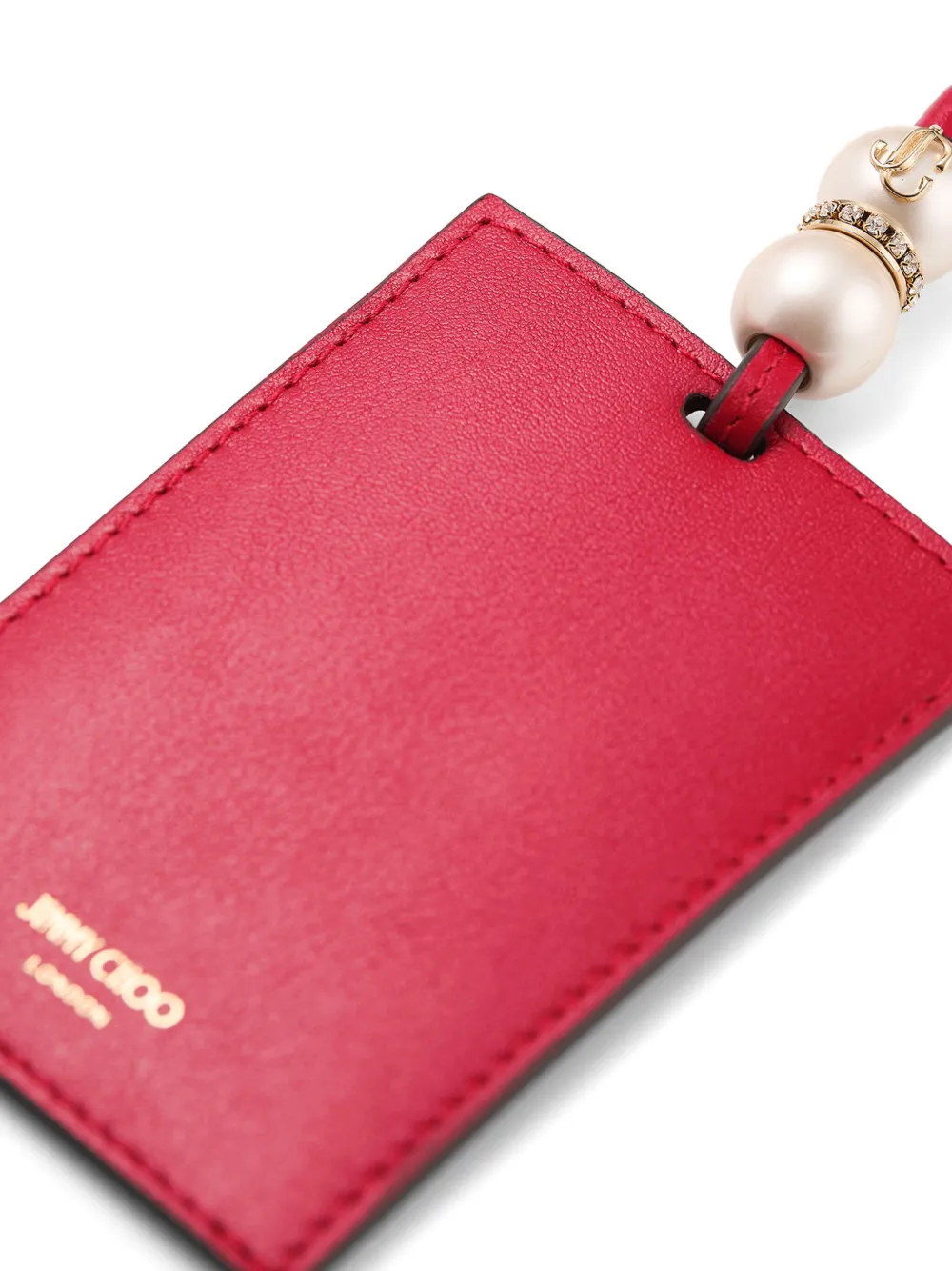 Jimmy Choo pearl-detail leather cardholder - Rood