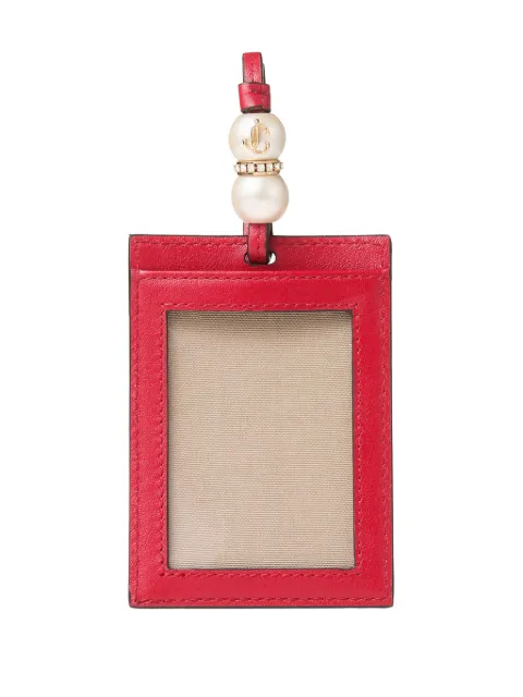 Jimmy Choo pearl-detail leather cardholder