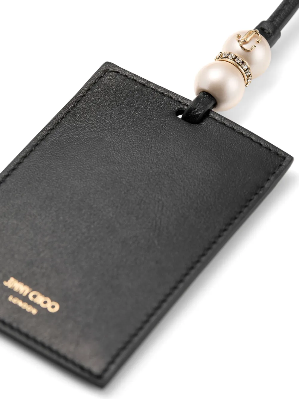 Jimmy Choo pearl-detail leather cardholder - Zwart