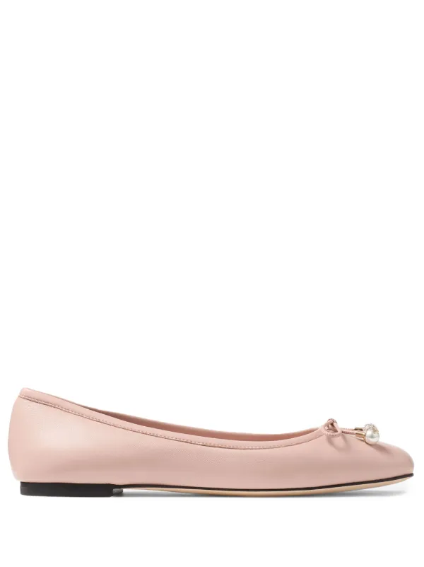 フラットシューズ Jimmy Choo 'Elme' Ballet Flats ELME FLAT | Black Nappa Leather Flats with Pearl