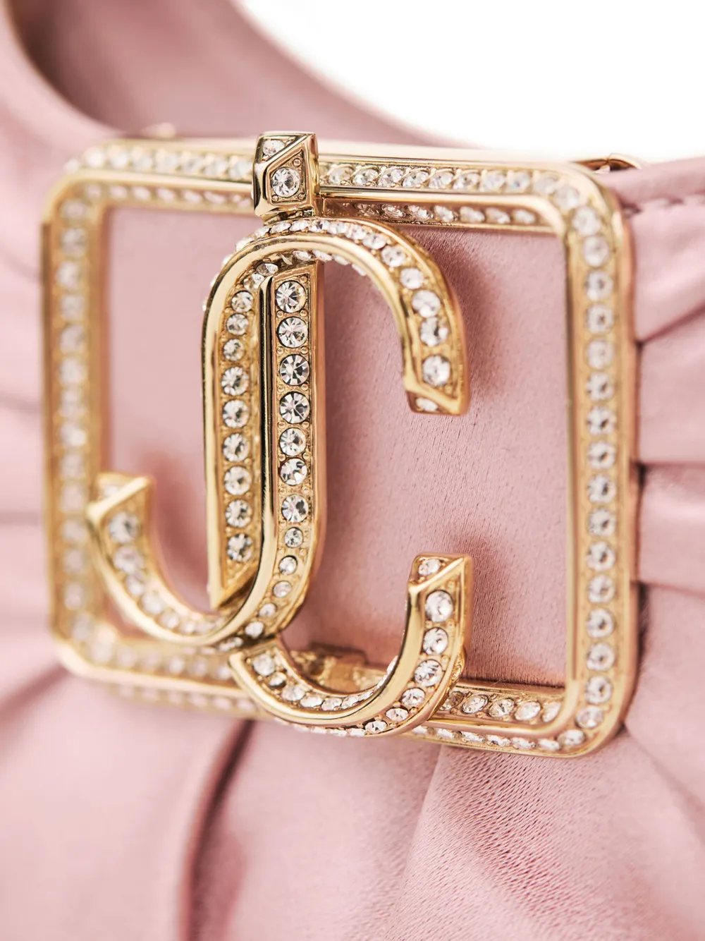 Jimmy Choo Edie Mini Embellished Ruched Satin Shoulder Bag In Pink