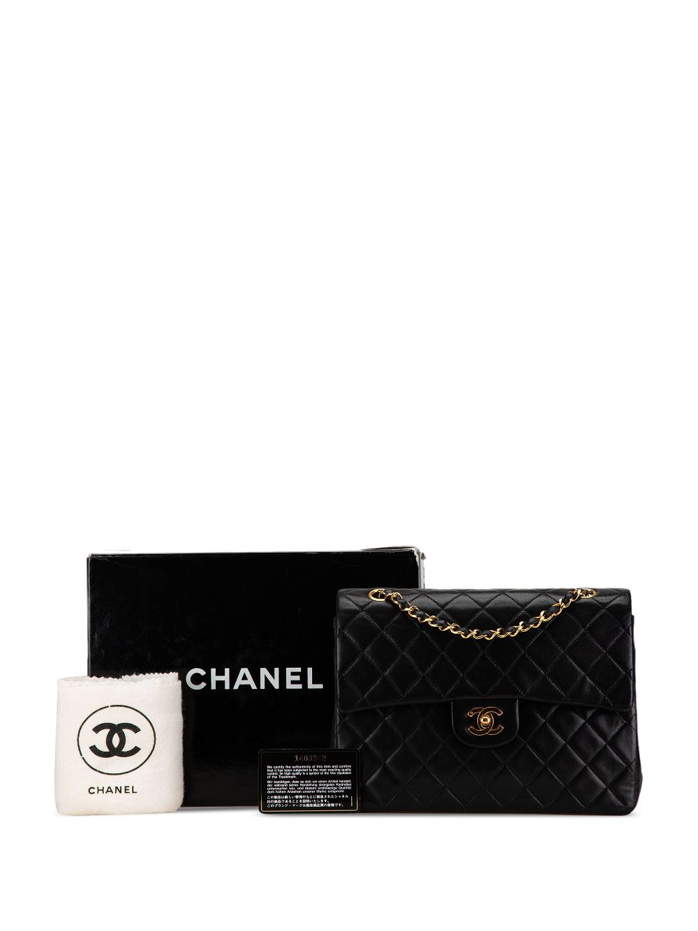 Affordable HOT SALE CHANEL 1989-1991 Medium Tall Classic Lambskin Double Flap shoulder bag Women