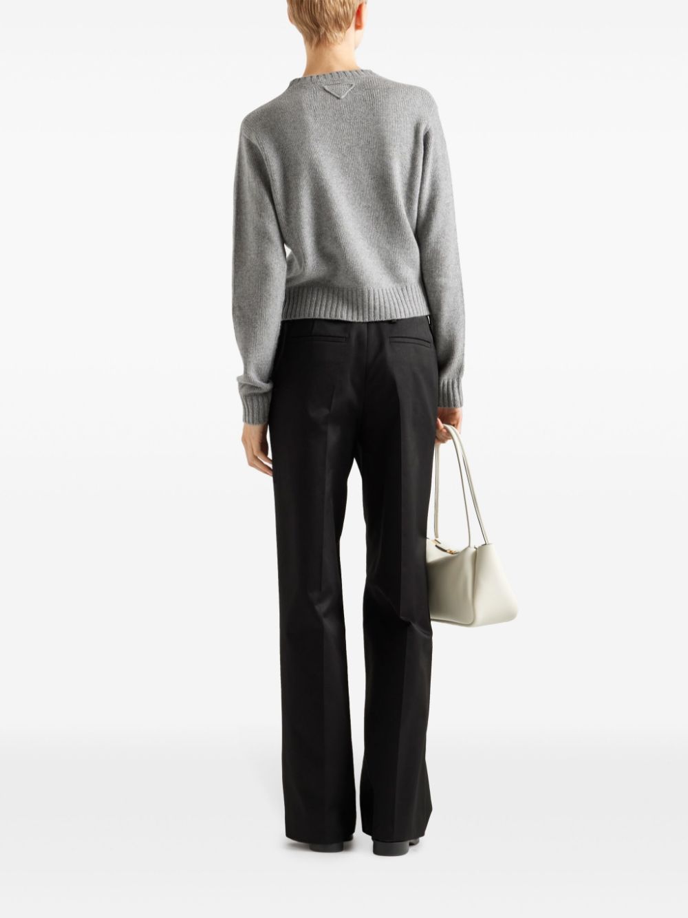 Shop Prada Ribbed Knit Cashmere Jumper In Grey