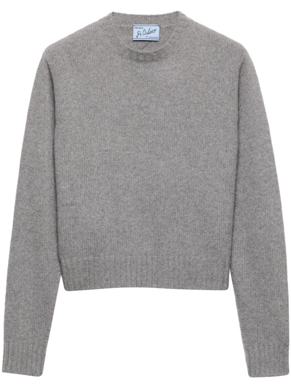 Shop Prada Ribbed Knit Cashmere Jumper In Grey