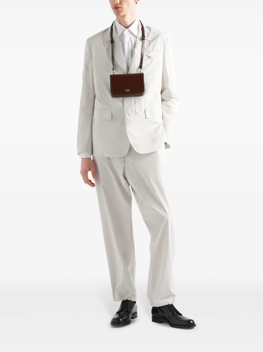 Prada Broek met wijde pijpen en trekkoord Wit