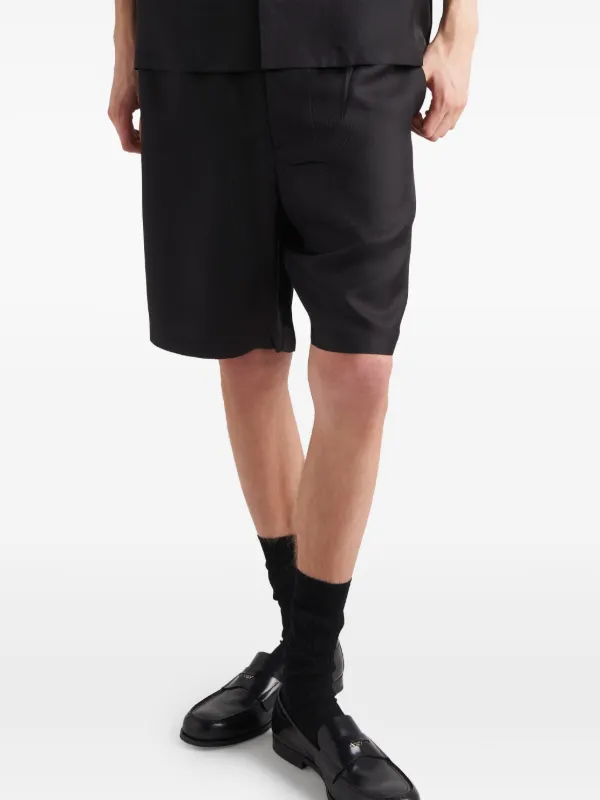 正規店買付★PRADA シルクツイル ショートパンツ Prada シルク ショートパンツ | ブラック | FARFETCH JP