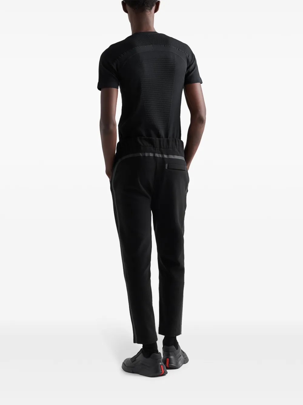 Prada Broek met logoband detail Zwart