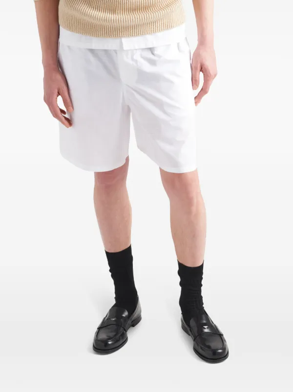 Prada Poplin Bermuda Shorts | White | FARFETCH JO