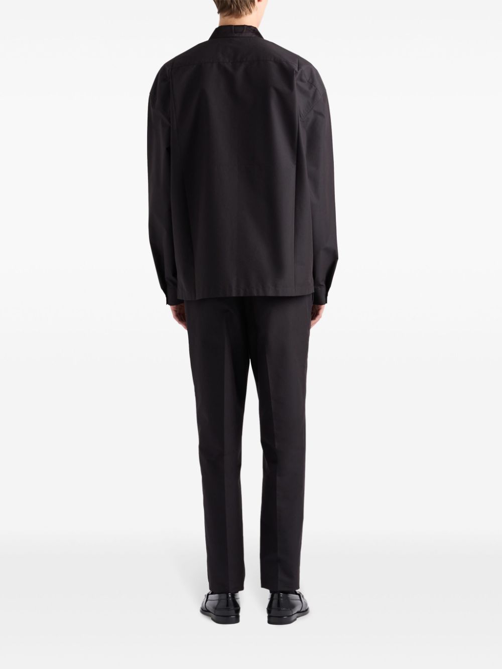 Shop Prada Triangle-logo Cotton Trousers In Black