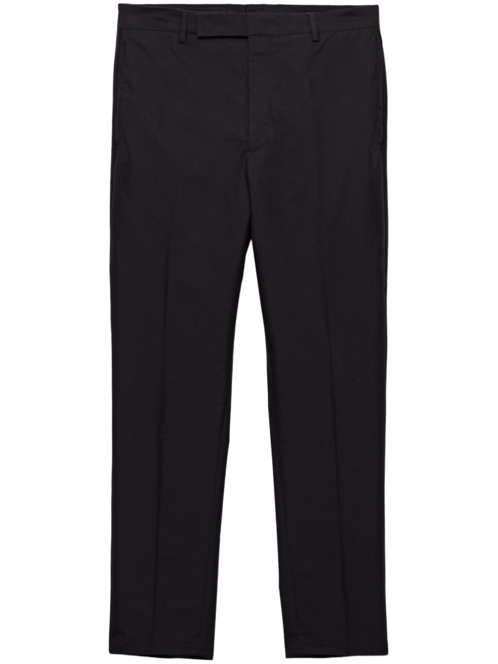 Shop Prada Triangle-logo Cotton Trousers In Black