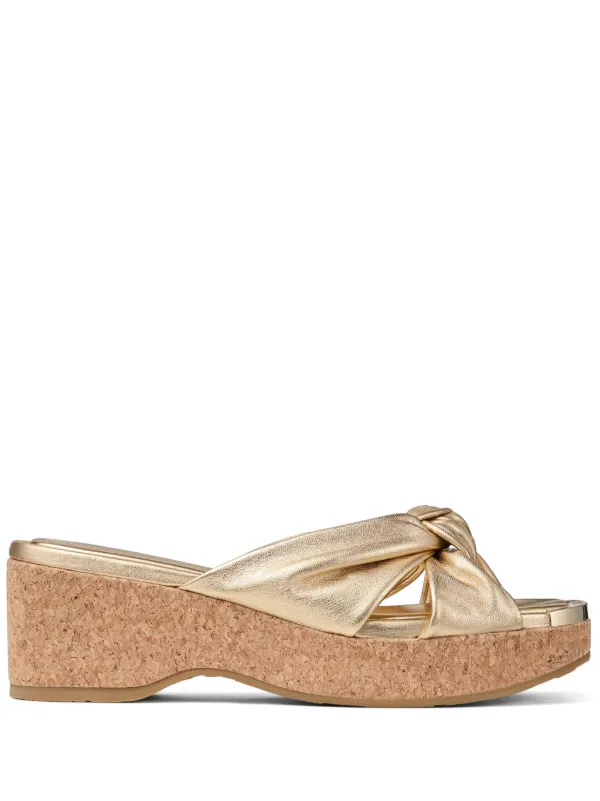 Jimmy Choo Avenue Wedge 50 Sandals in Gold