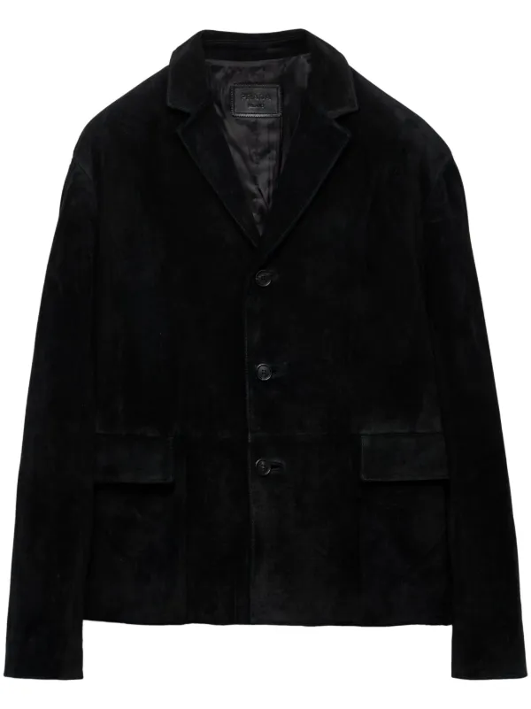 Prada スエード ジャケット | ブラック | FARFETCH JP