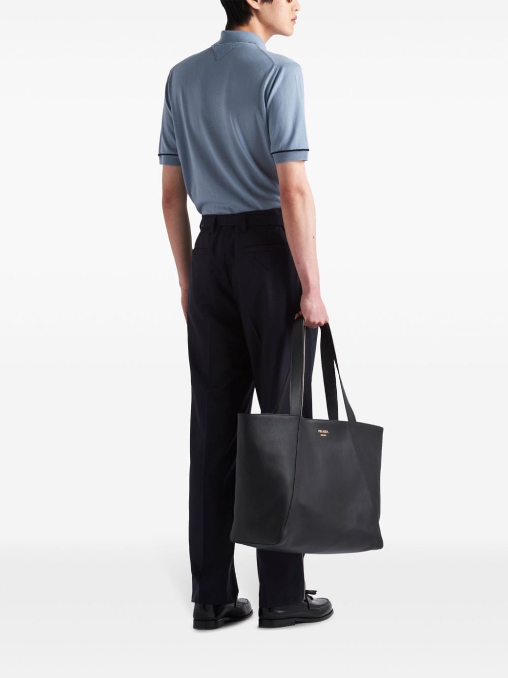 Shop Prada Belted Waist Tailored Trousers In Blau