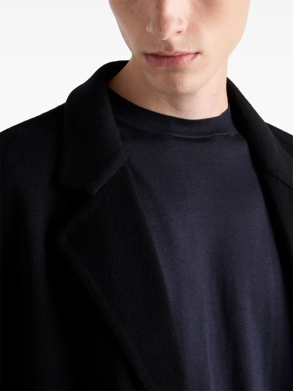 Shop Prada Crew-neck Silk Jumper In Blue