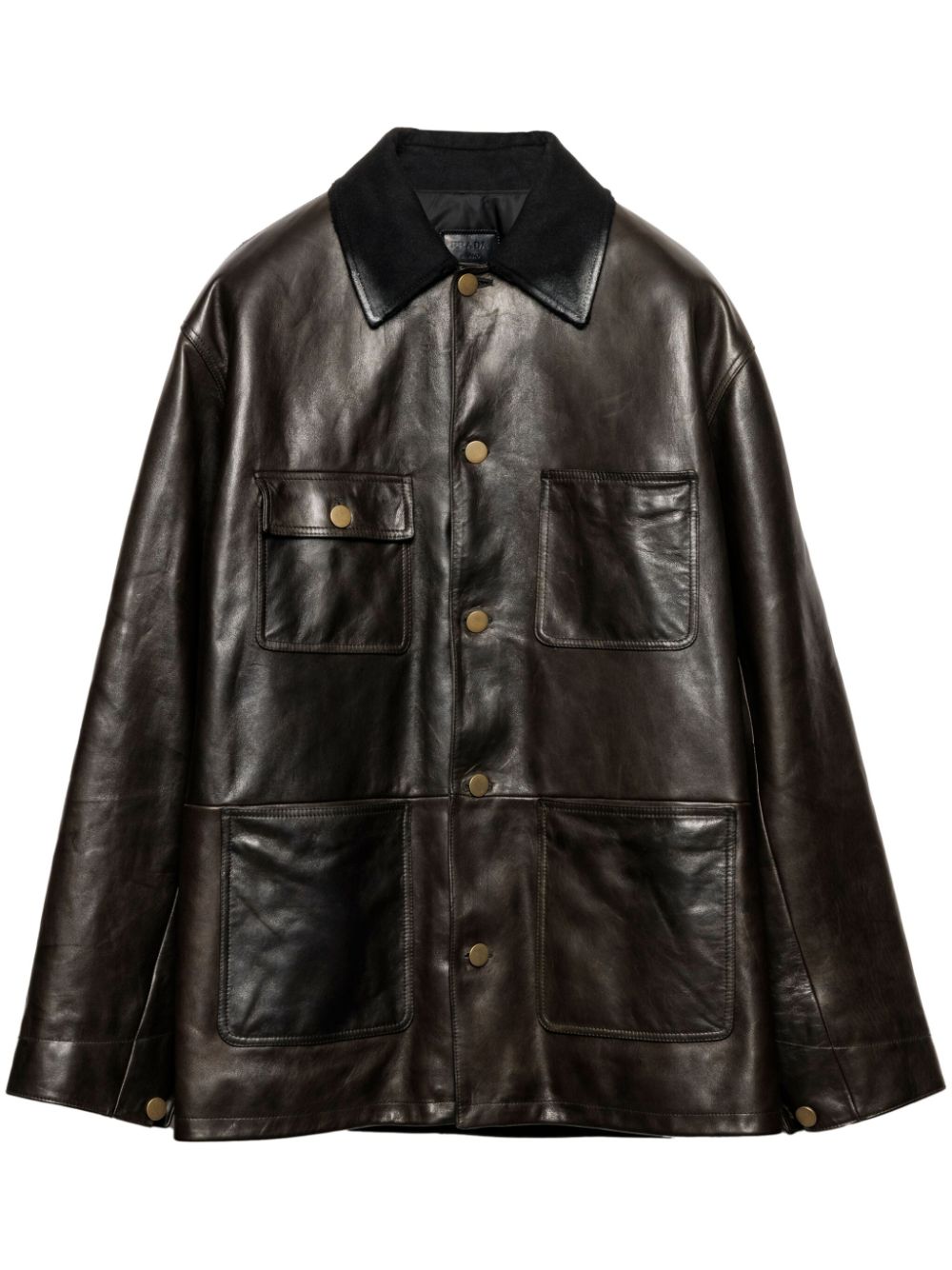 shearling-lined leather jacket