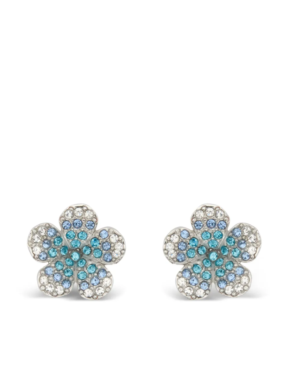 Oscar de la Renta 크리스털 플라워 스터드 이어링 | 실버 톤 | Image 1