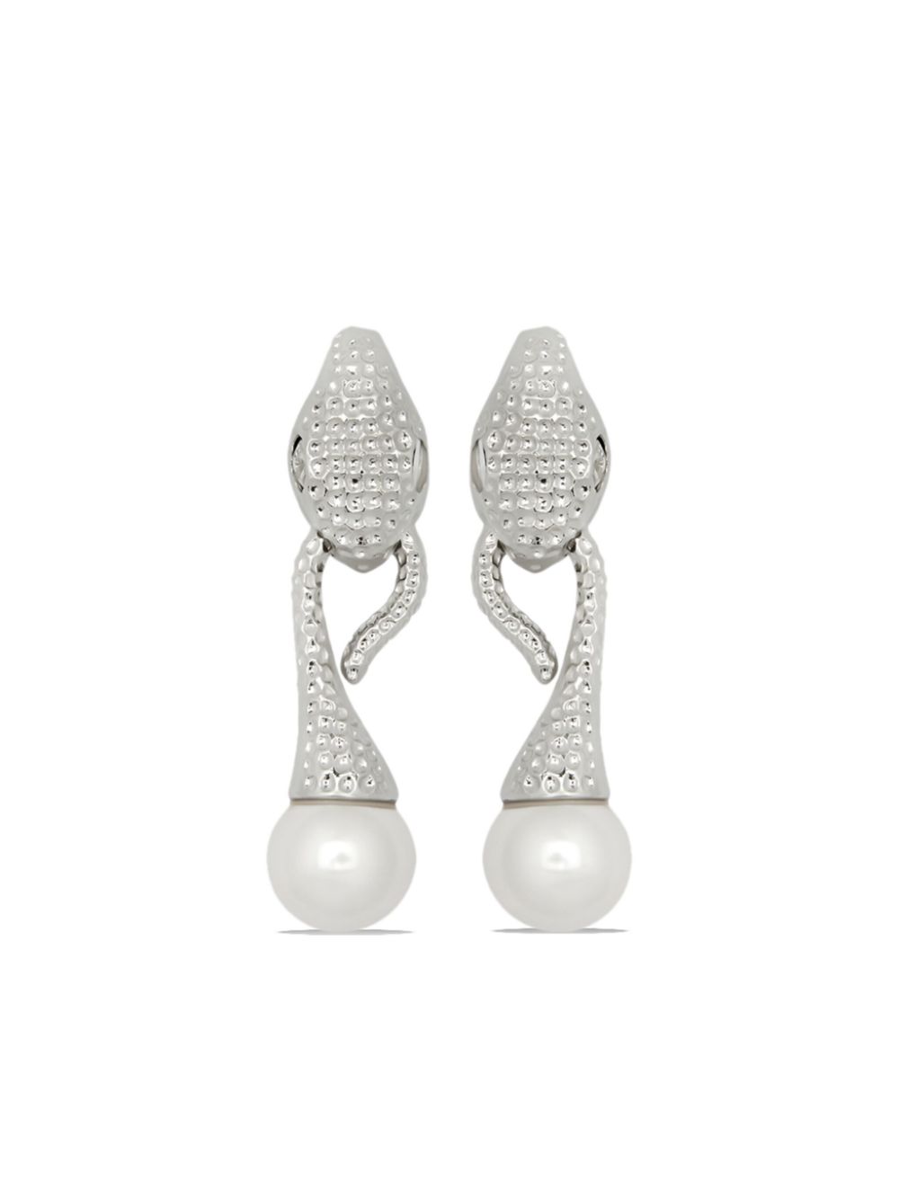 Snake Pearl drop clip-on earrings